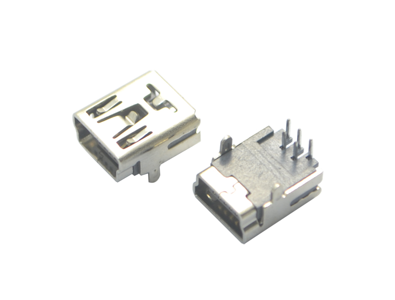 MINI USB-5P90°B型两脚铜连接器