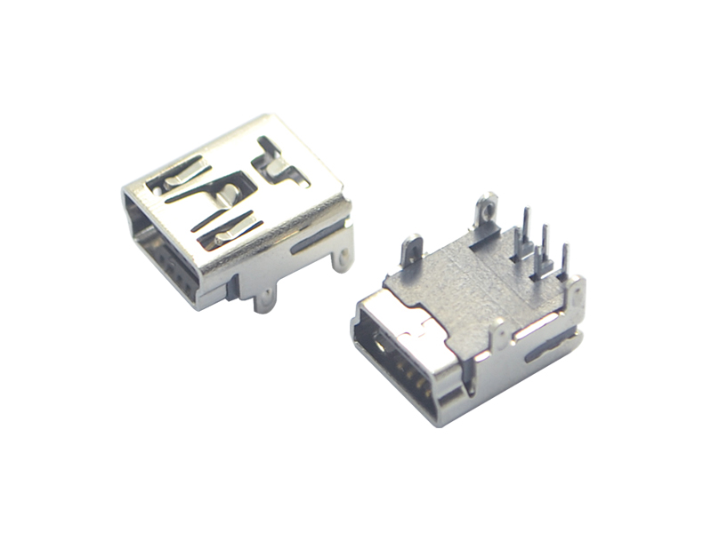 MINI USB-5P90°B型四脚铜连接器