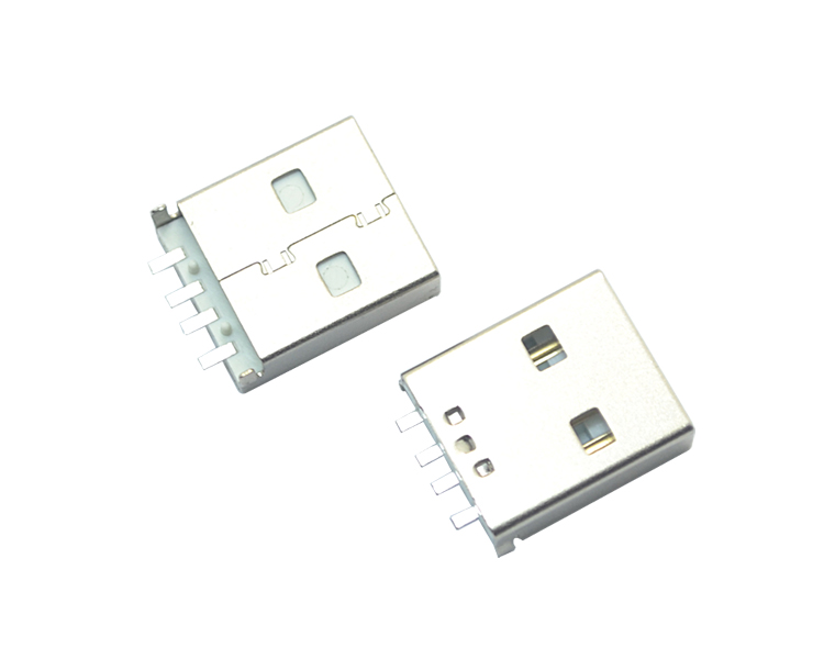 USB-AM-4P沉板SMT短体白铁连接器
