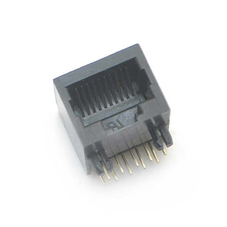 10P10C-RJ45全塑黑色弯插连接器